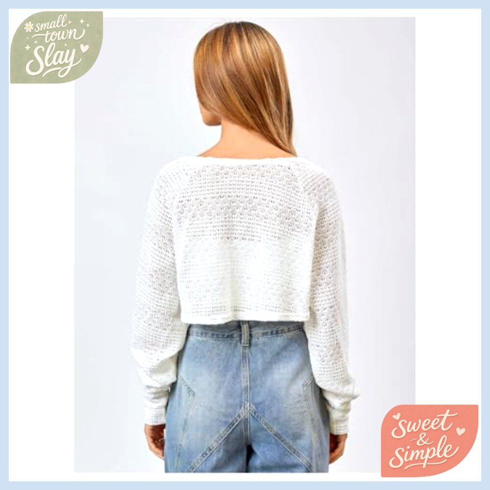 Lightweight Knit Bolero Shrug Open Front Long Sleeve Cropped Cardigan - Picture 3 of 5